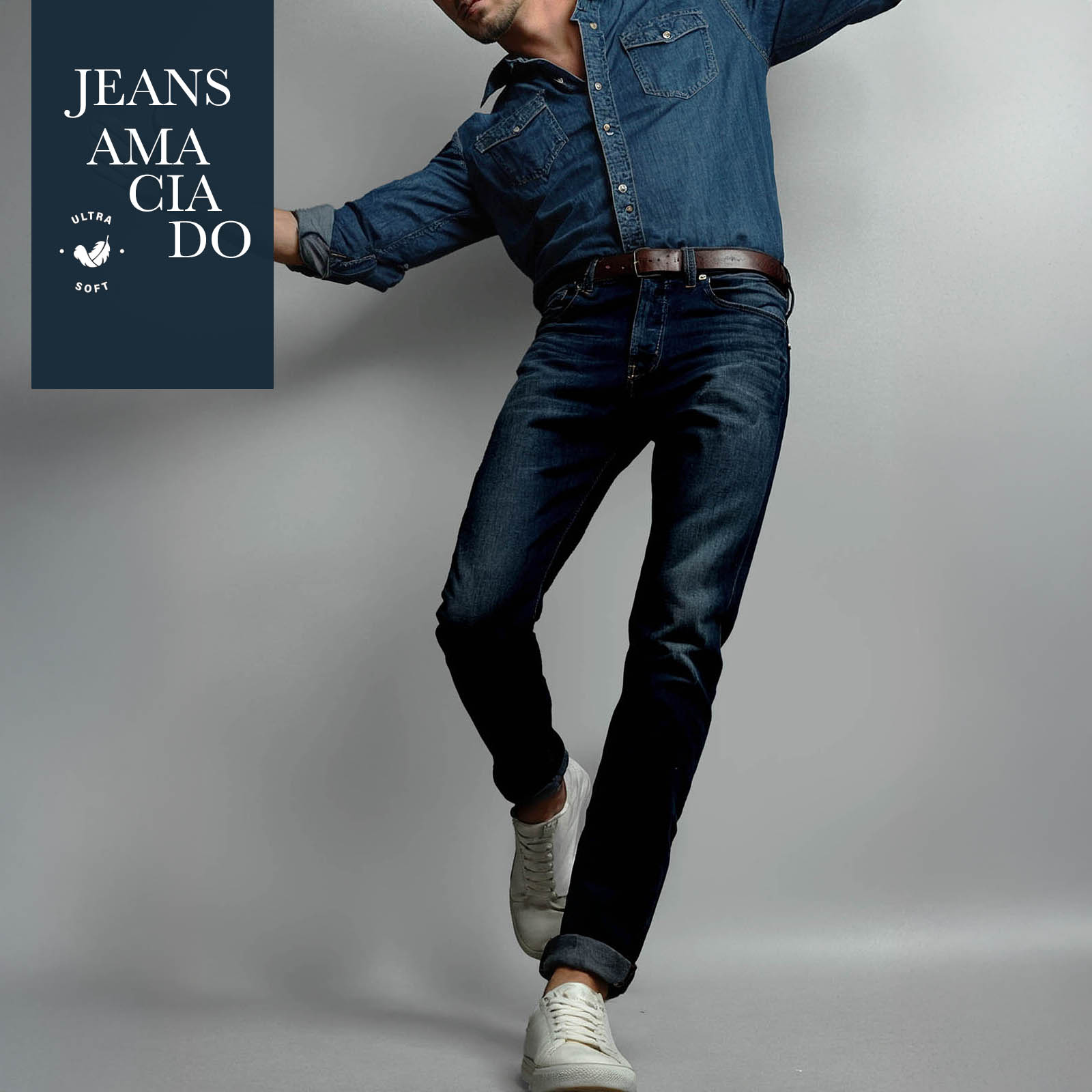 Calça Verona - Jeans Amaciado com Elastano - Jeans Escuro