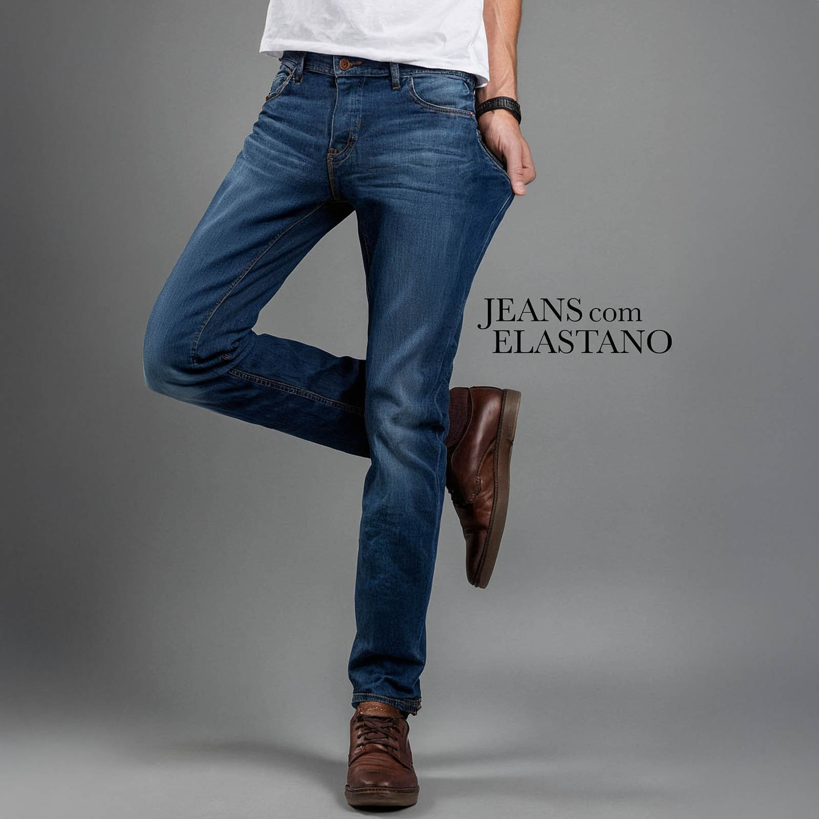 Calça Verona - Jeans Amaciado com Elastano - Jeans Médio