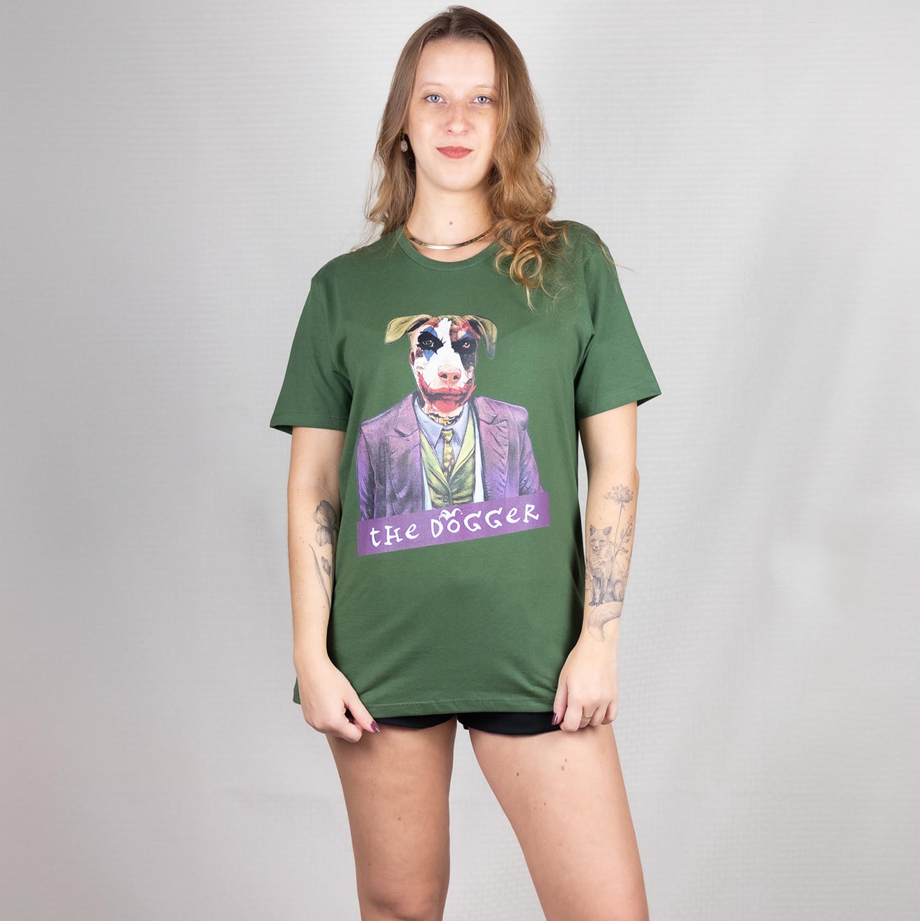 Camisa Verde Musgo Manga Curta Estampada 100% Algodão Orgânico - Joker