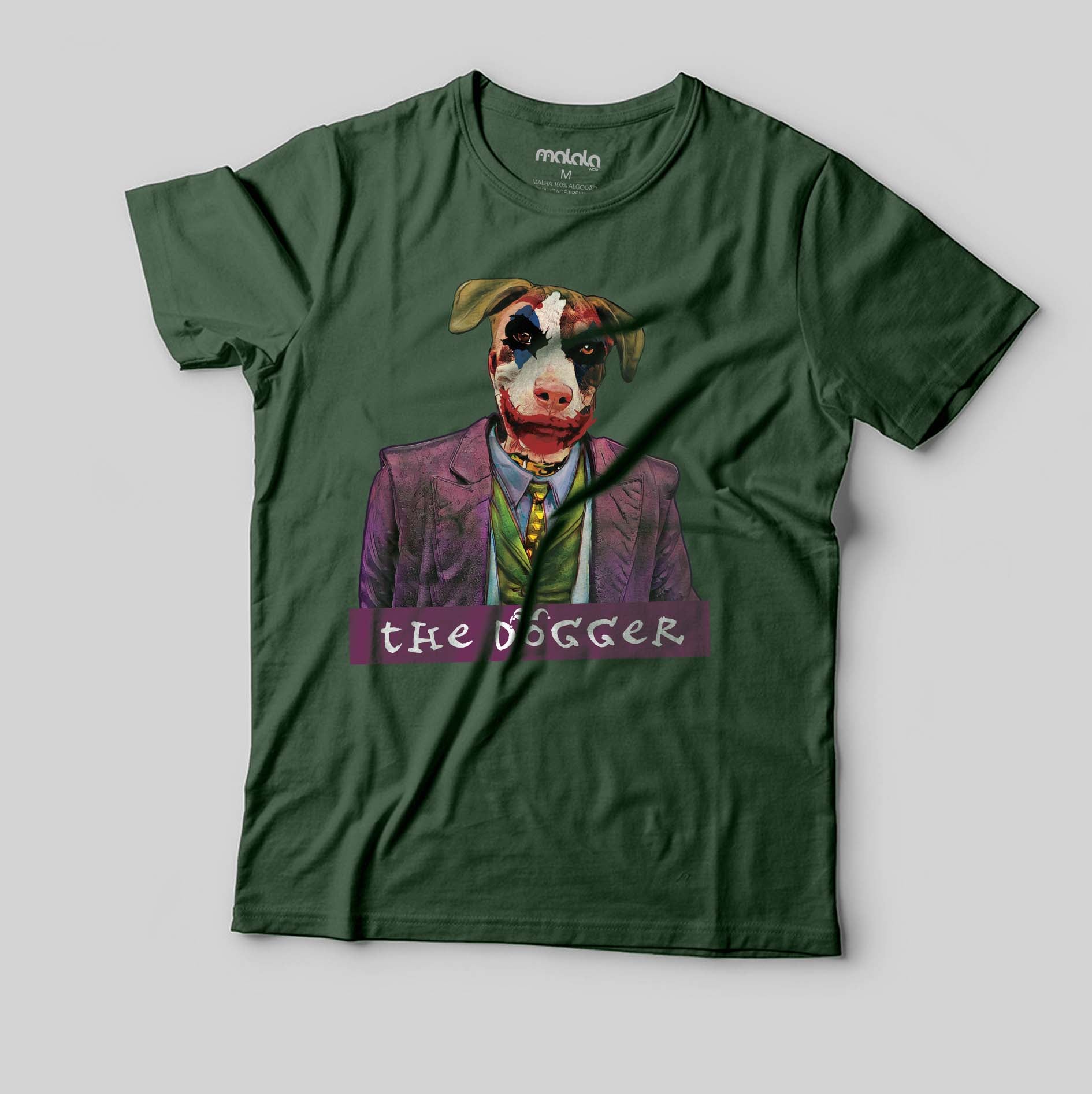 Camisa Verde Musgo Manga Curta Estampada 100% Algodão Orgânico - Joker