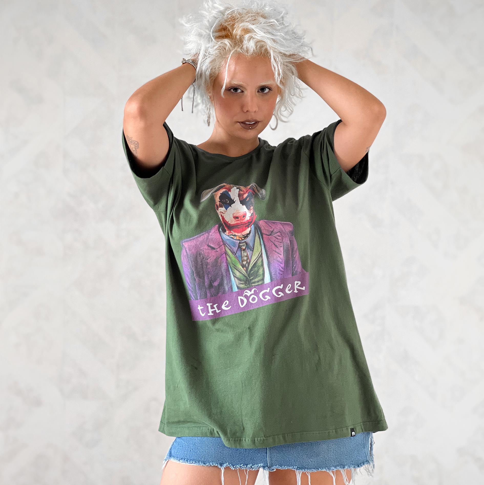 Camisa Verde Musgo Manga Curta Estampada 100% Algodão Orgânico - Joker