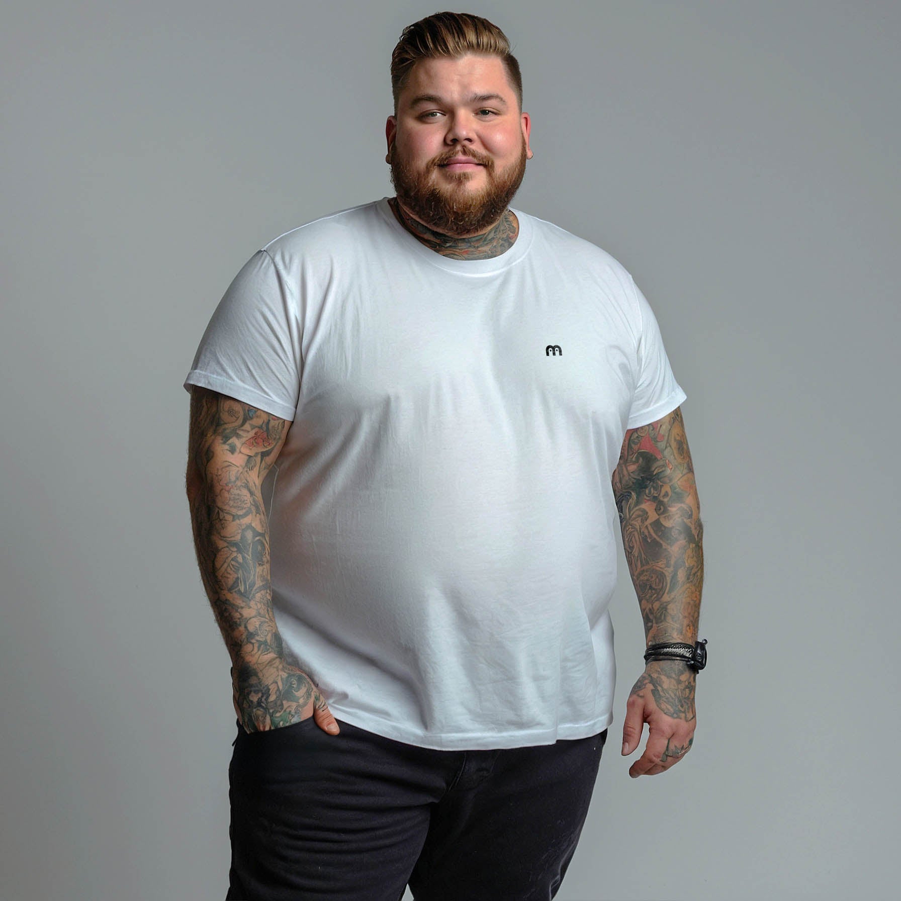 Camisa Branca Manga Curta Estampada 100% Algodão Orgânico Plus Size - Love