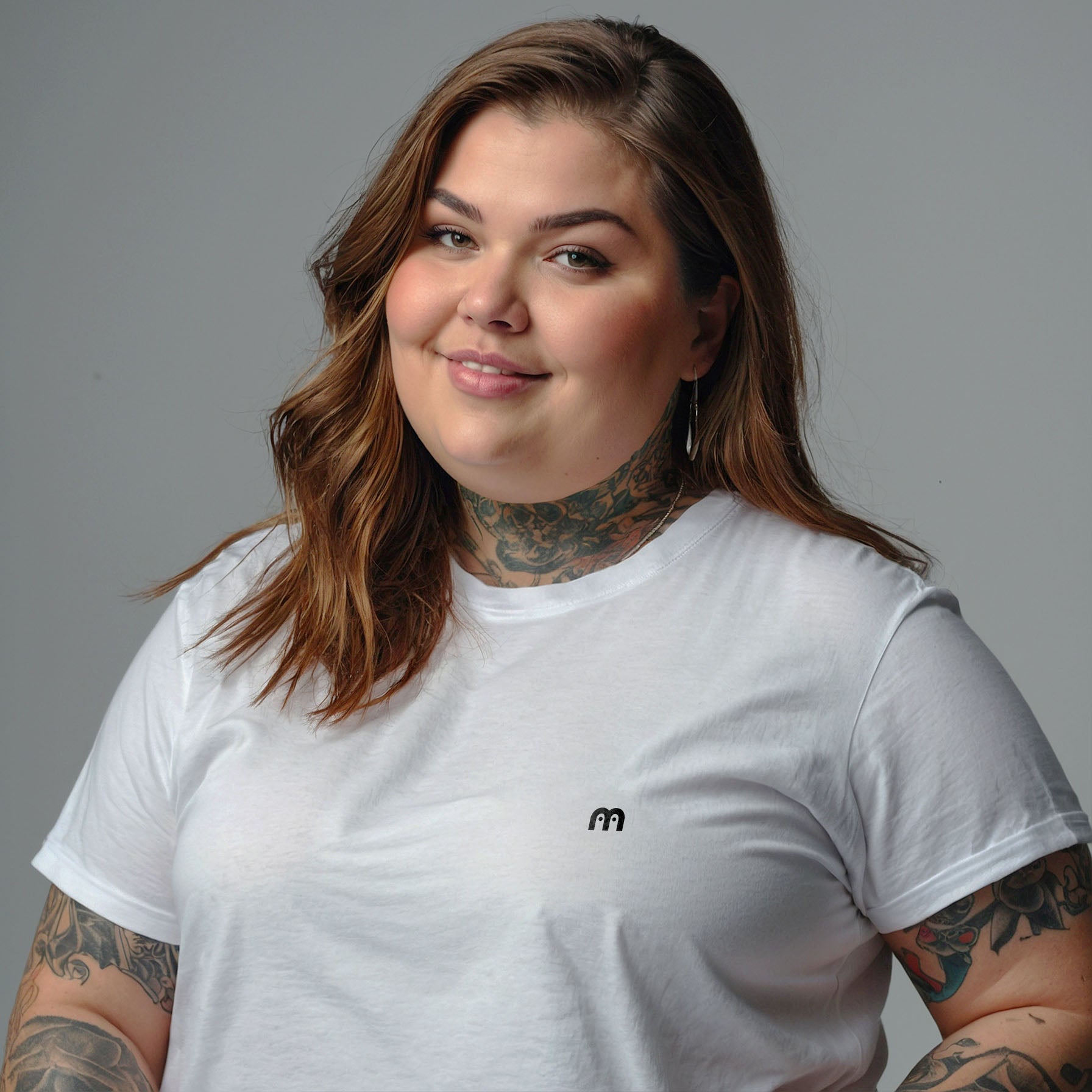 Camisa Branca Manga Curta Estampada 100% Algodão Orgânico Plus Size - Love